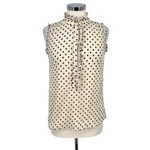 J.Crew Womens Polka Dot Silk Sleeveless Blouse Ivory Black Size 2